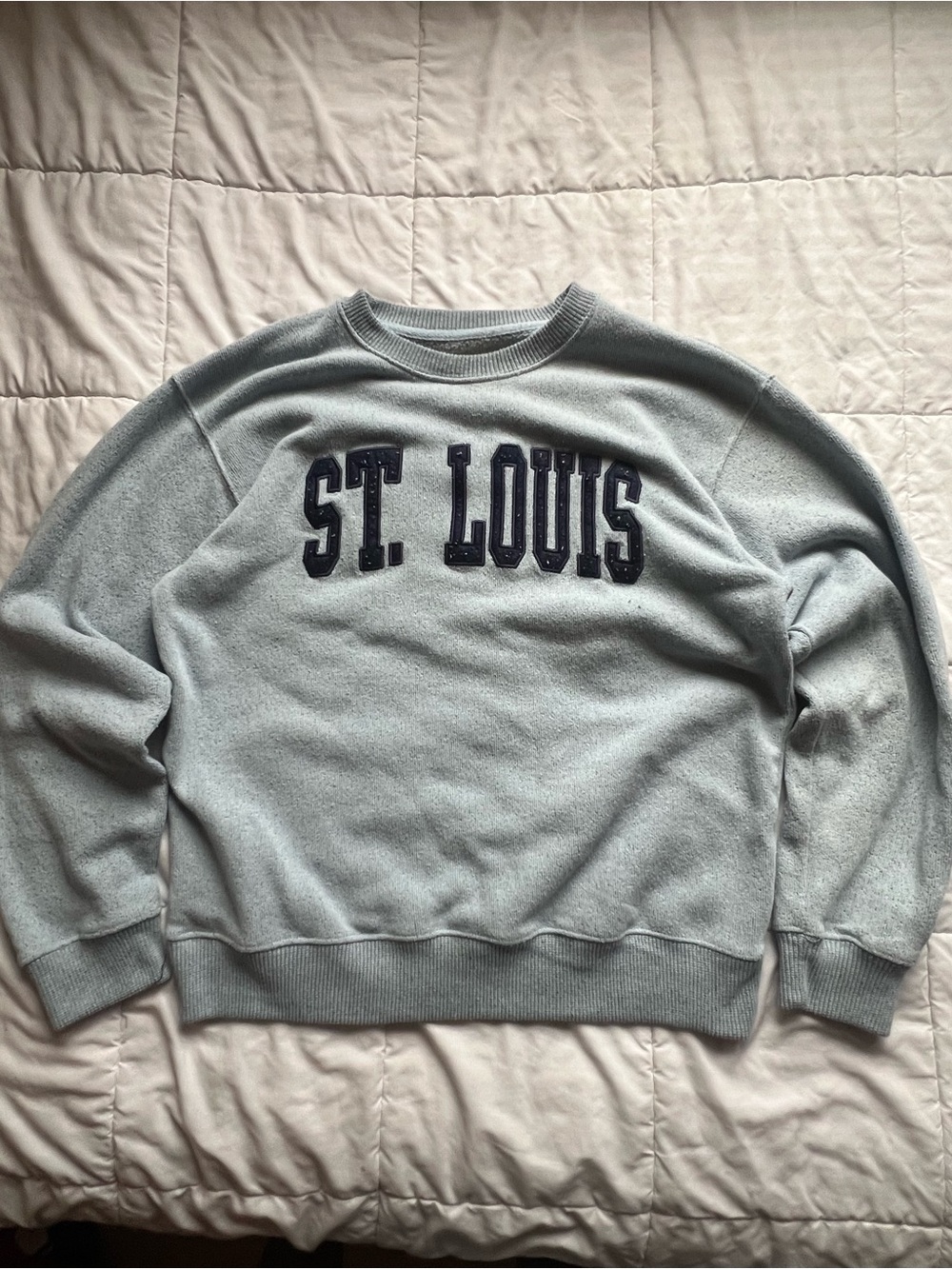 Crewneck Sweatshirt with ST. LOUIS Applique - Light Blue